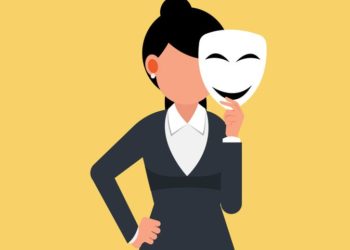 Kako prepoznati dvolične ljude: 9 znakova da neko nije dobra osoba; ilustracija ženske osobe koja drži masku ispred lica