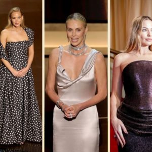 Najlepše haljine sa dodele Oskara 2024; Margo Robi, Šarliz Teron, Dženifer Lorens